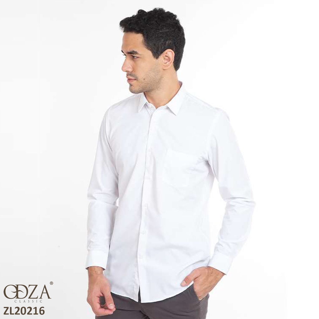 Jual Odza Kemeja Polos Pria Katun Lengan Panjang Kantoran Putih ...