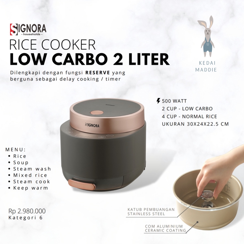 Jual Rice Cooker Low Carbo Signora 2 liter Shopee Indonesia