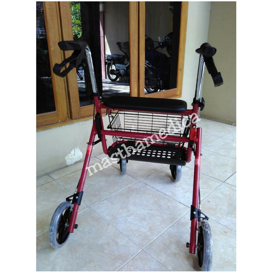 Jual KN007 ROLLATOR BERODA WALKER RODA + TEMPAT KURSI DUDUK +TONGKAT ...
