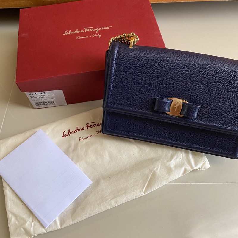 Jual NBU Salvatore Ferragamo Miss Ginny Navy Blue Shopee Indonesia