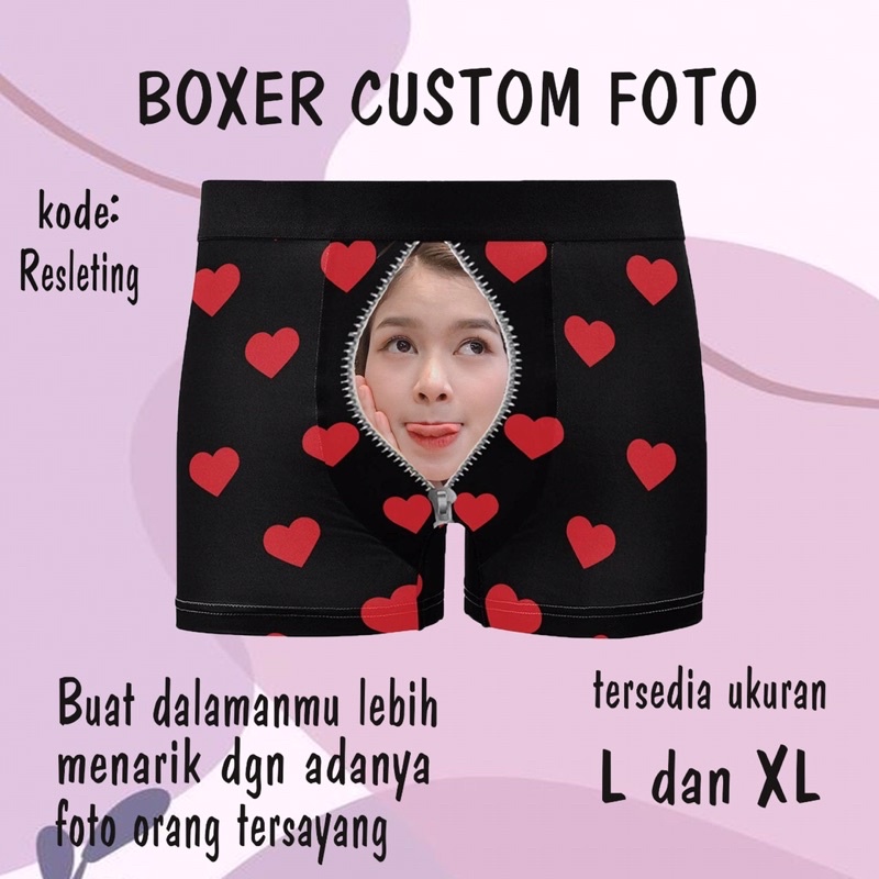 Jual KEMAS BOX BOXER CUSTOM FOTO UNIK CELANA DALAM LUCU REQUEST