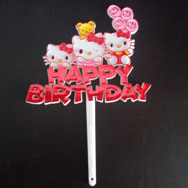 Jual Hiasan Tusuk kue Ucapan Happy Birtday Hello Kitty Balon | Shopee ...