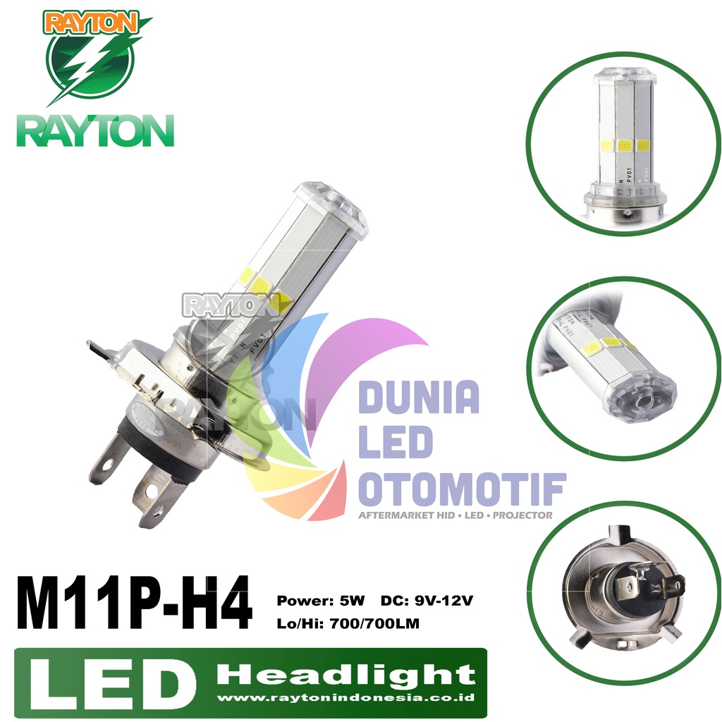 Jual RTD Rayton Lampu Utama / Lampu Depan Motor LED Putih M11P-H4 ...