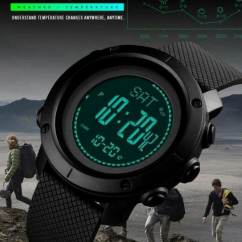 ORIGINAL SKMEI 1418 1427 Jam Tangan ALTIMETER BAROMETER Thermometer Compass Pedometer Calorie 1443