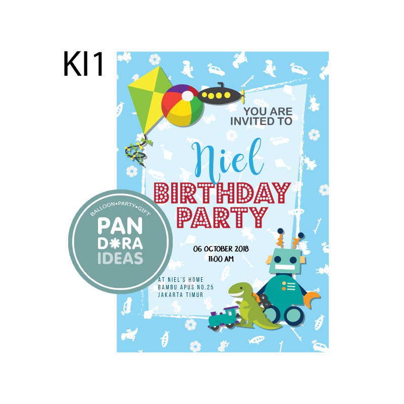 Jual Custom Template Kids Birthday Invitation / Undangan Ulang Tahun