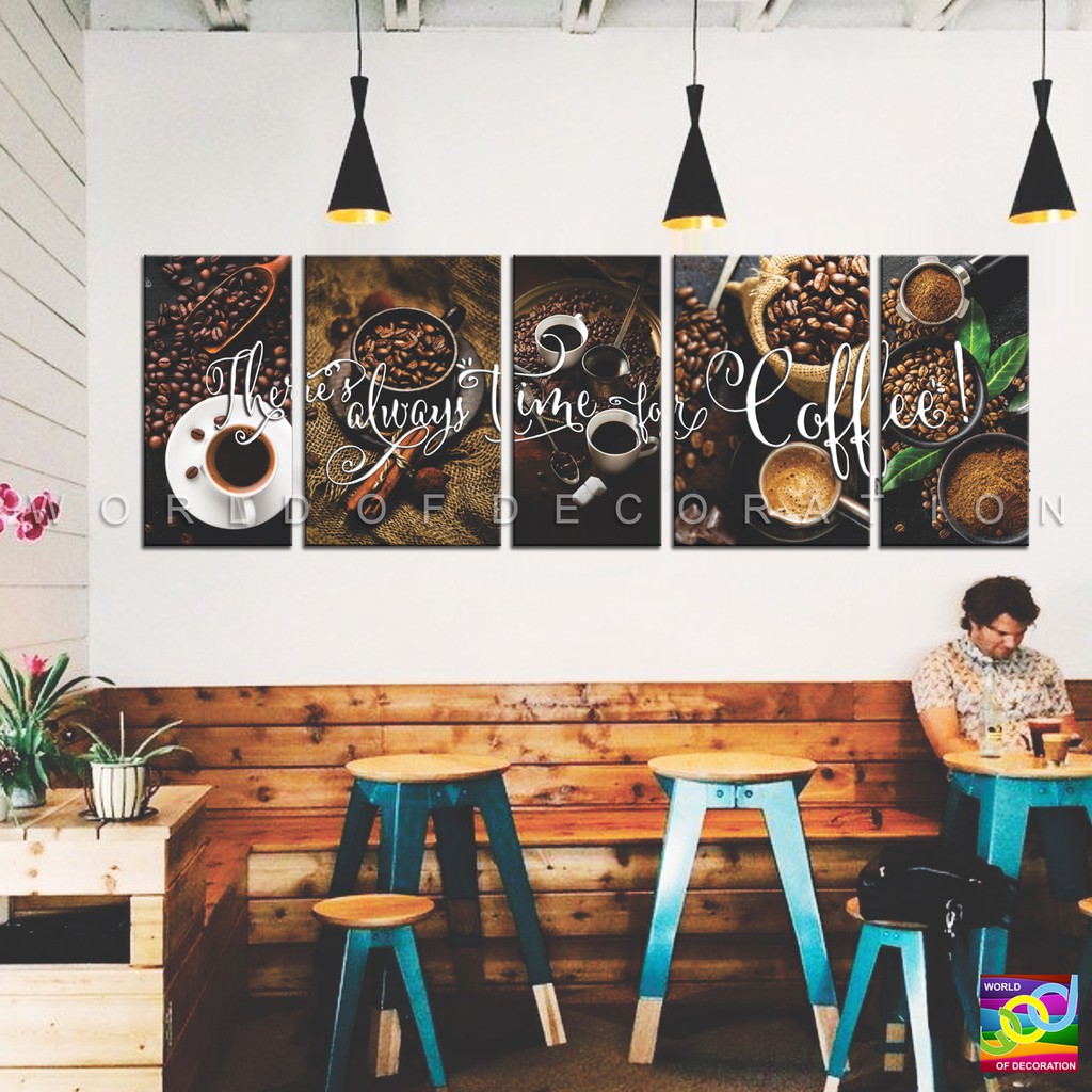 Jual 5 Pcs / 1 SET Walldecor coffee Shop / Hiasan Dinding Cafe Original