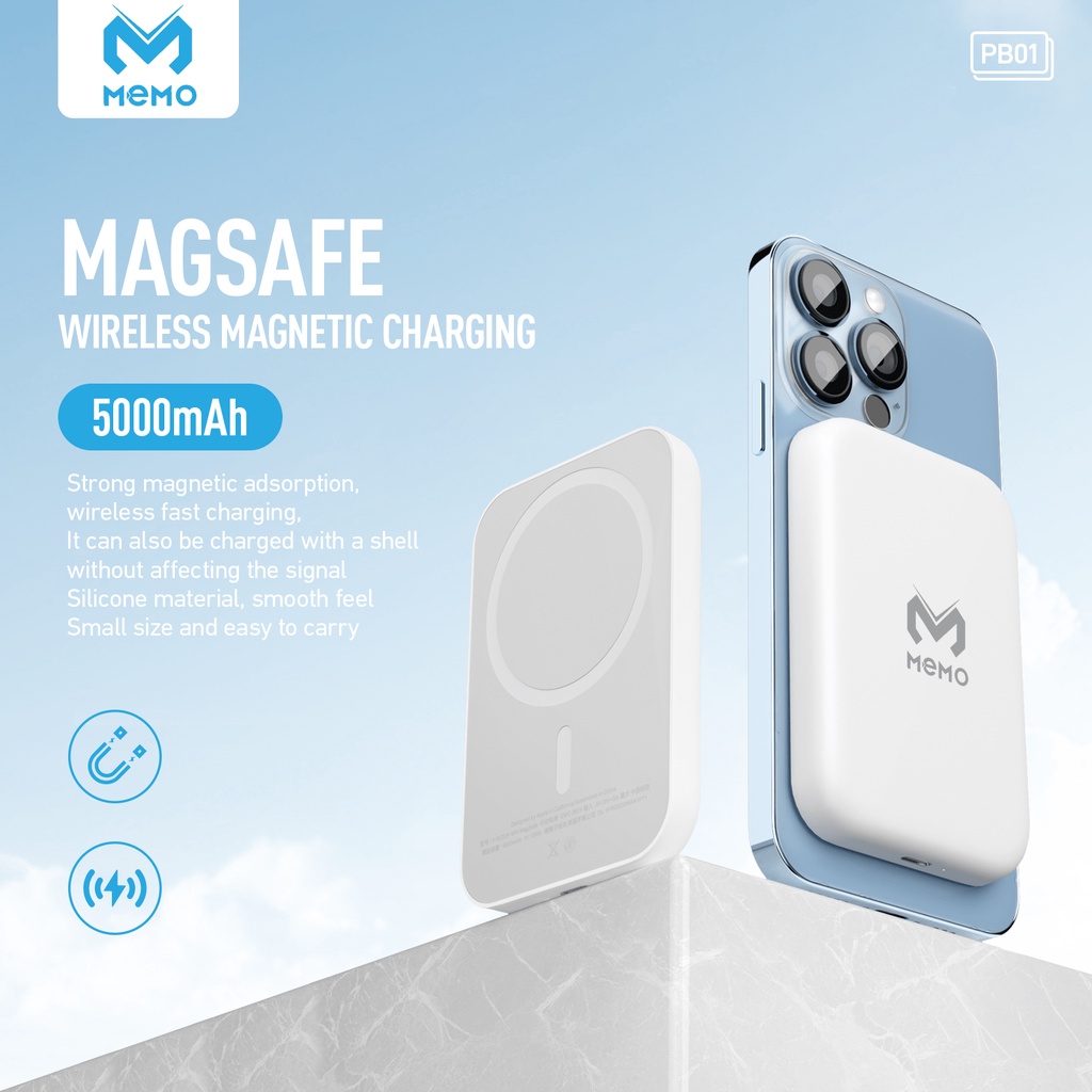 Jual Memo Wireless PB01 Power Bank Magsafe 5W Fast Charging
