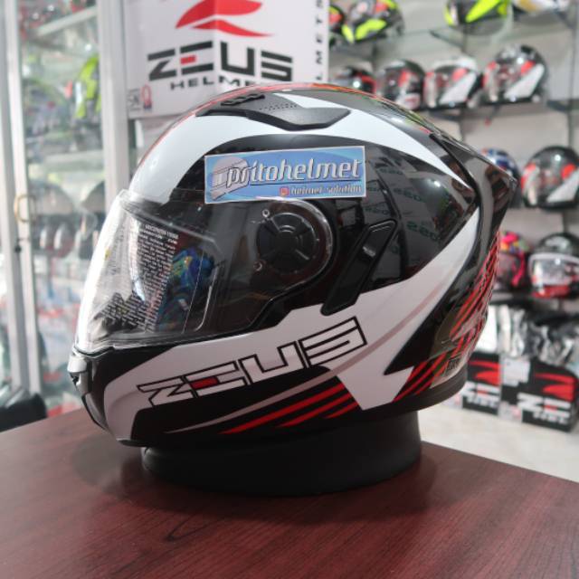 Jual Zeus 813 Black Red White 2Visor | Shopee Indonesia