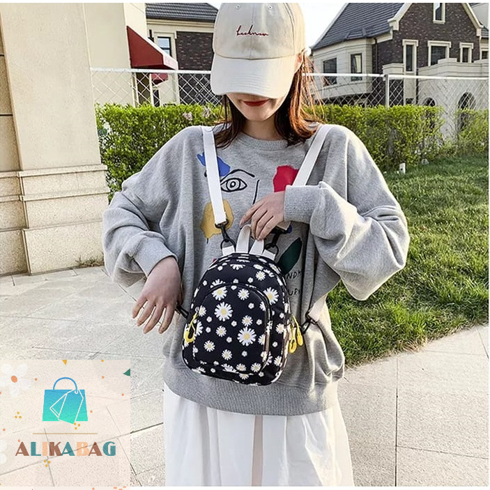 Jual ALIKA BAG - Tas Ransel Mini Wanita Korean Motif Daisy Flower