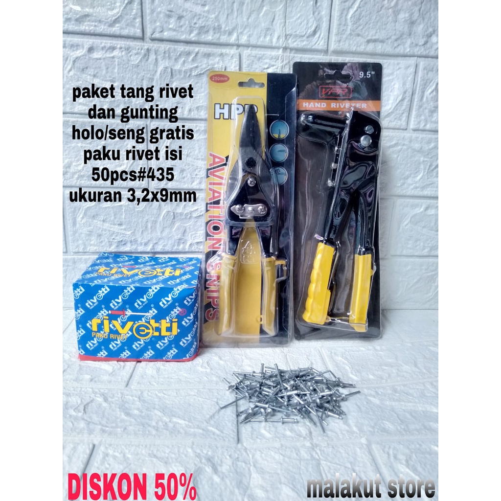 Jual paket tang rivet dan gunting baja ringan holo gratis paku rivet ...