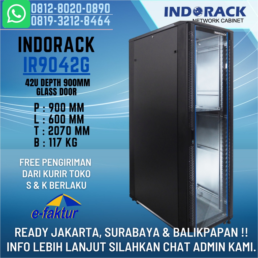 Jual INDORACK GLASS DOOR STANDING CLOSE RACK 42U - IR9042G | Shopee ...