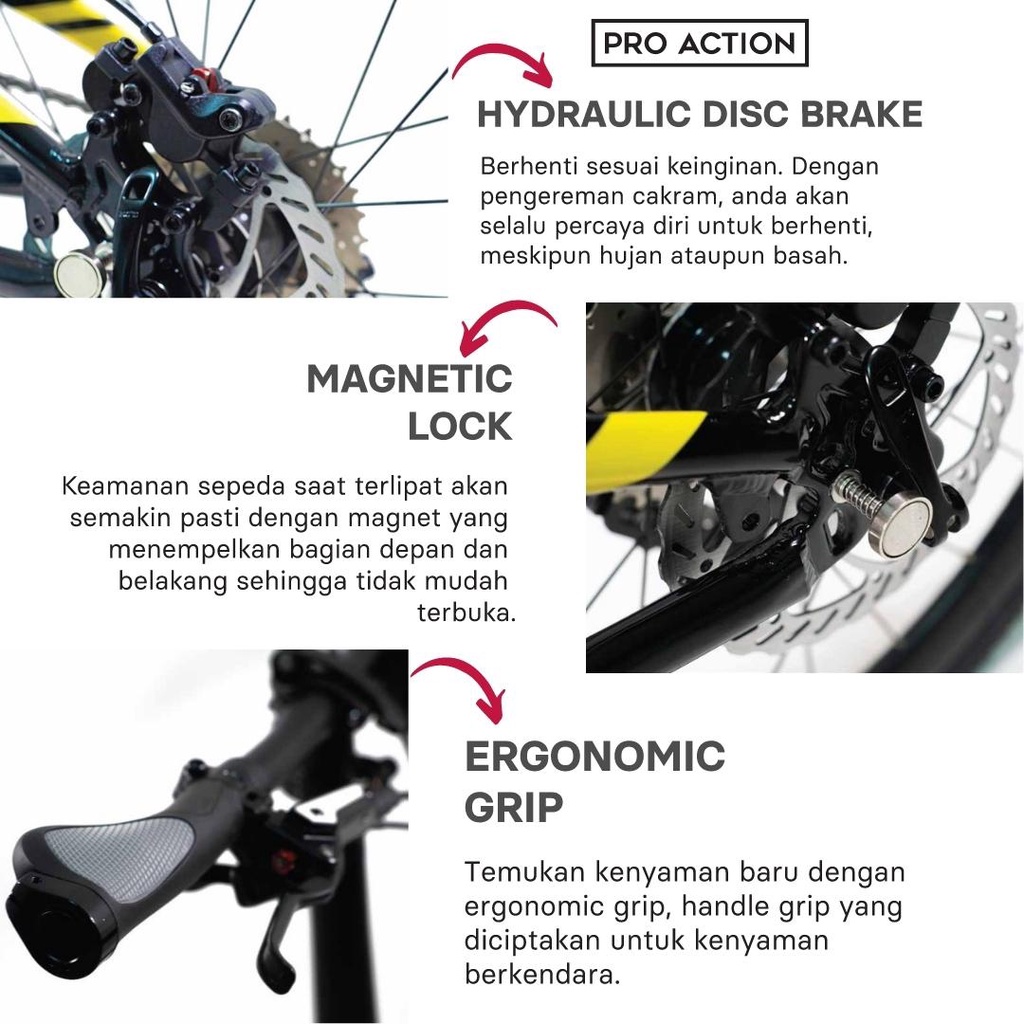 Jual Pro Action - Falcon Folding Bike 10 Speed 20 inch - Yellow Cab ...