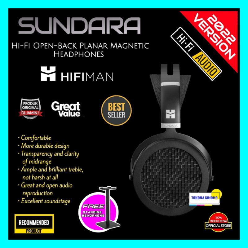 HIFIMAN SUNDARA Hi-Fi Closed Back Over-Ear Headphones with Magnetic Stealth Magnet Wired, with Detachable Cable and Wooden Earcups