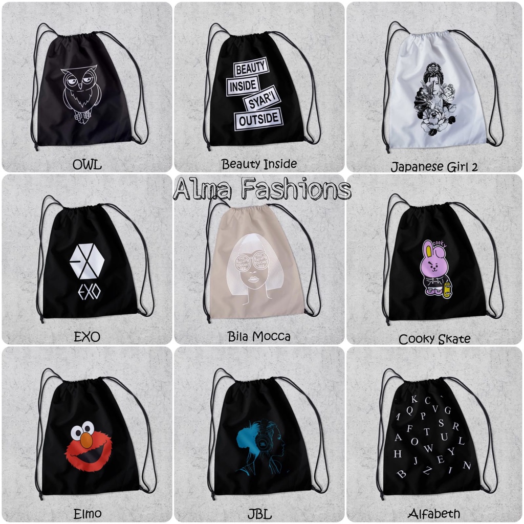 Jual Tas Serut Anti Air New String Bag Tas Serut Waterprof Pria Dan