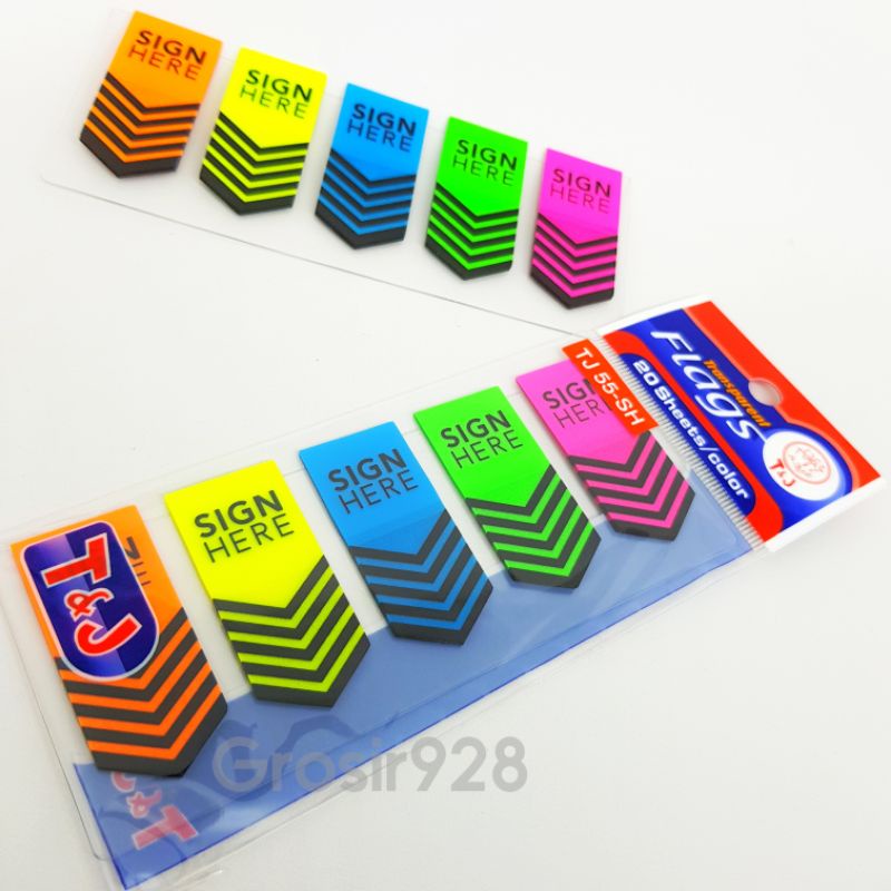Jual Sticky Notes / Memo Flags Sign Here T&J Plastik Warna Warni TJ 55 ...