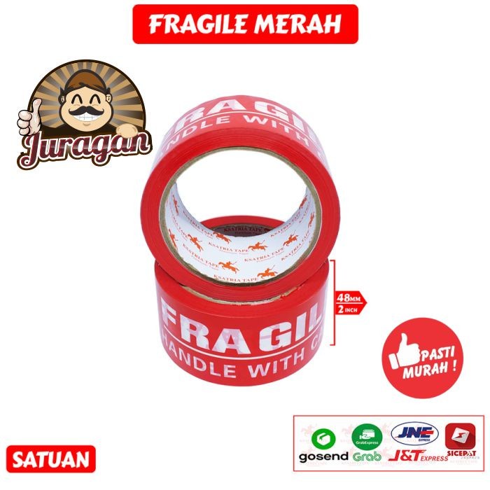 Jual Lakban Fragile Merah JURAGAN PACKING SEMARANG | Shopee Indonesia