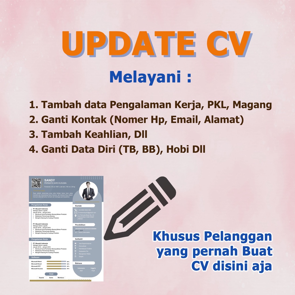 Jual UPDATE CV | PERBAHARUI DATA CV | Shopee Indonesia