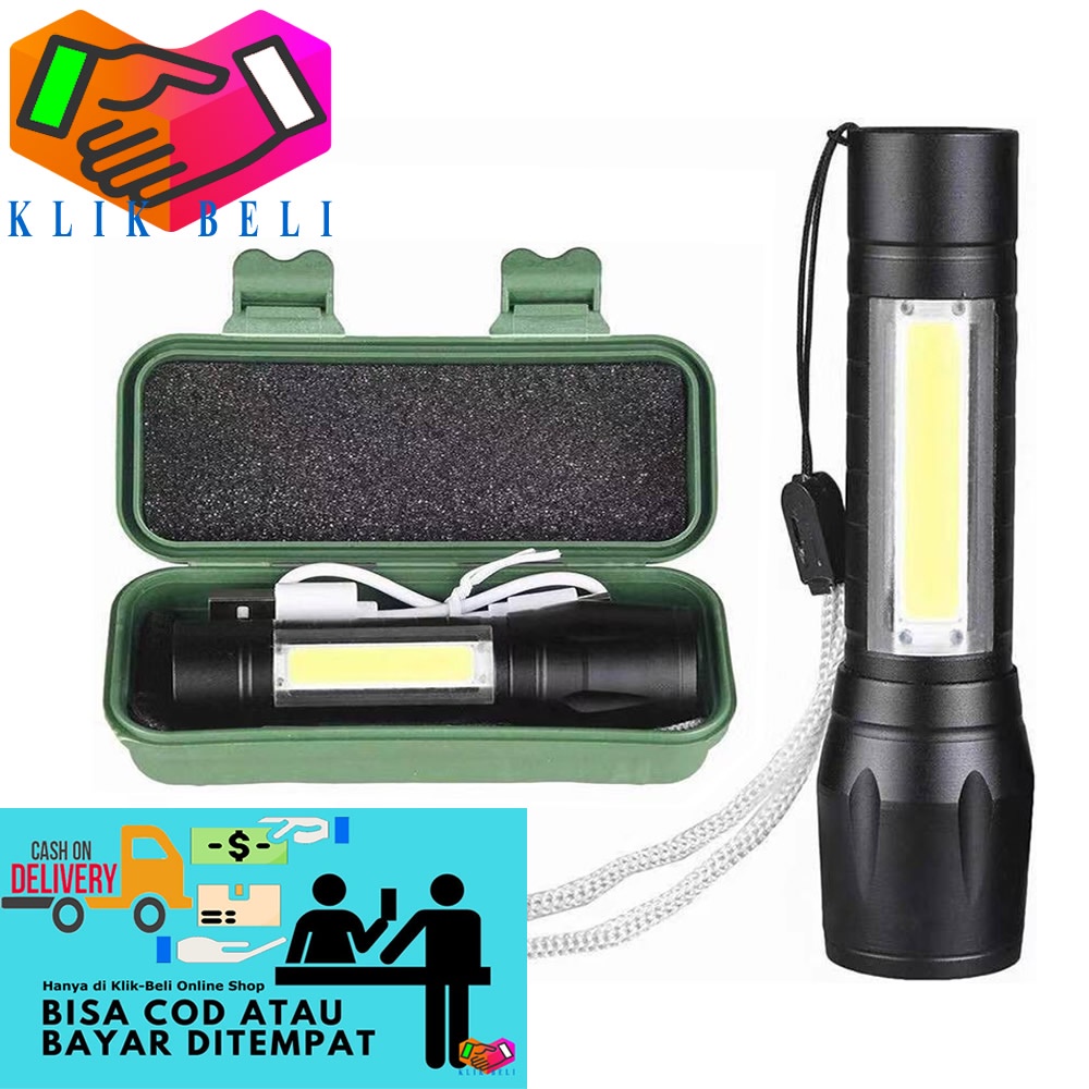 Jual Senter USB Swat LED Mini Rechargeable Zoom Police Light COB 2300 ...