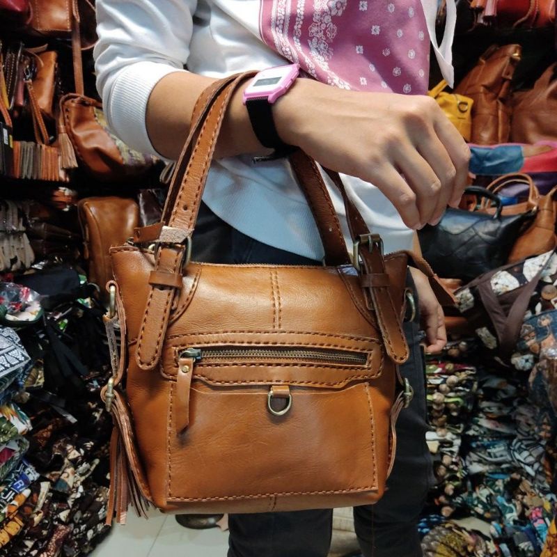 Jual ( COD) tas TENTENG kulit sapi asli handmade by MOJE JOGJA model ALEA termurah | Shopee Indonesia