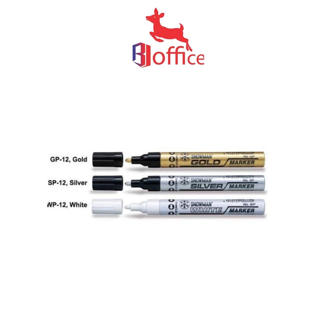 Jual Snowman Permanent Paint Marker F (Gold, Silver & White FINE TIP ...