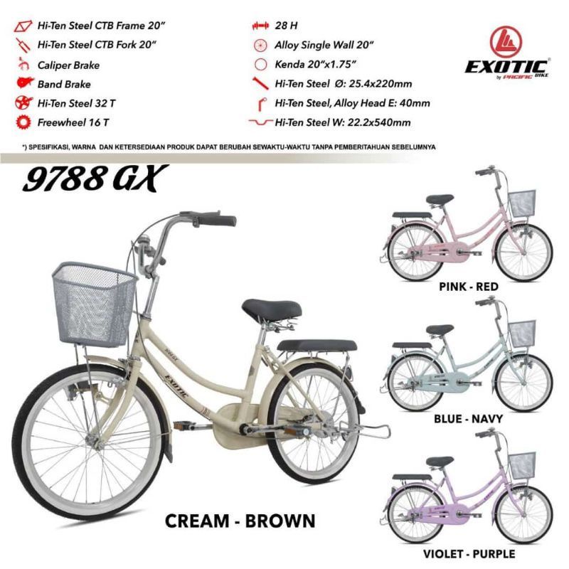Jual SEPEDA PEREMPUAN MINI EXOTIC ET 9788 GX by PACIFIC 20 / 24 / 26 ...