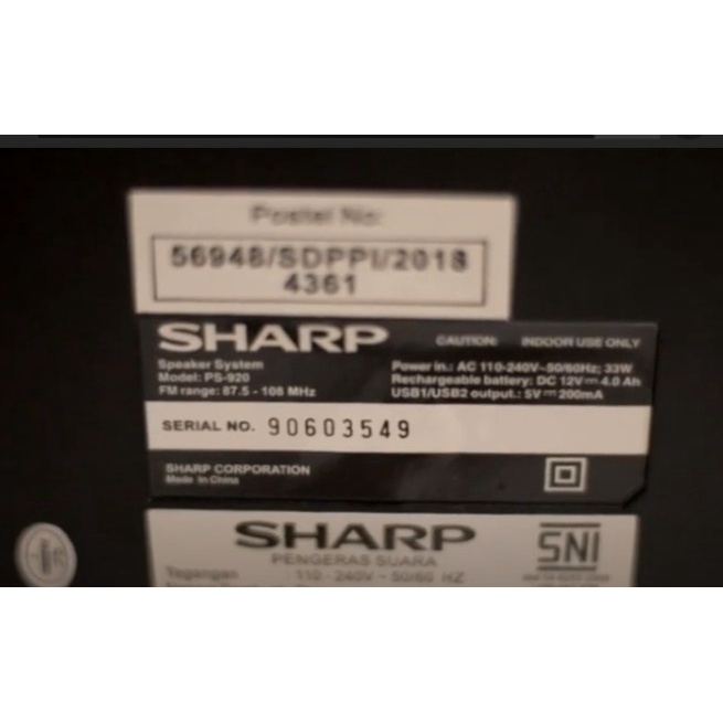 Jual Kabel Power Untuk Speaker Party SHARP PS-930 PS-920 ps-925 ...