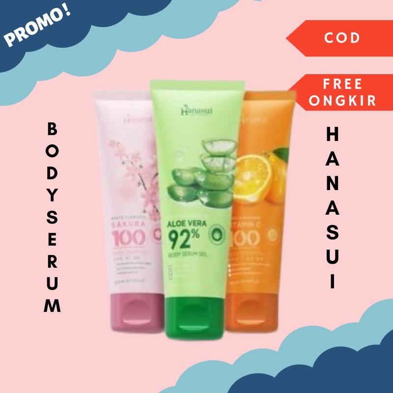 Jual HANASUI BODY SERUM GEL 200ML BPOM VARIAN ORIGINAL SAKURA ALOEVERA ...