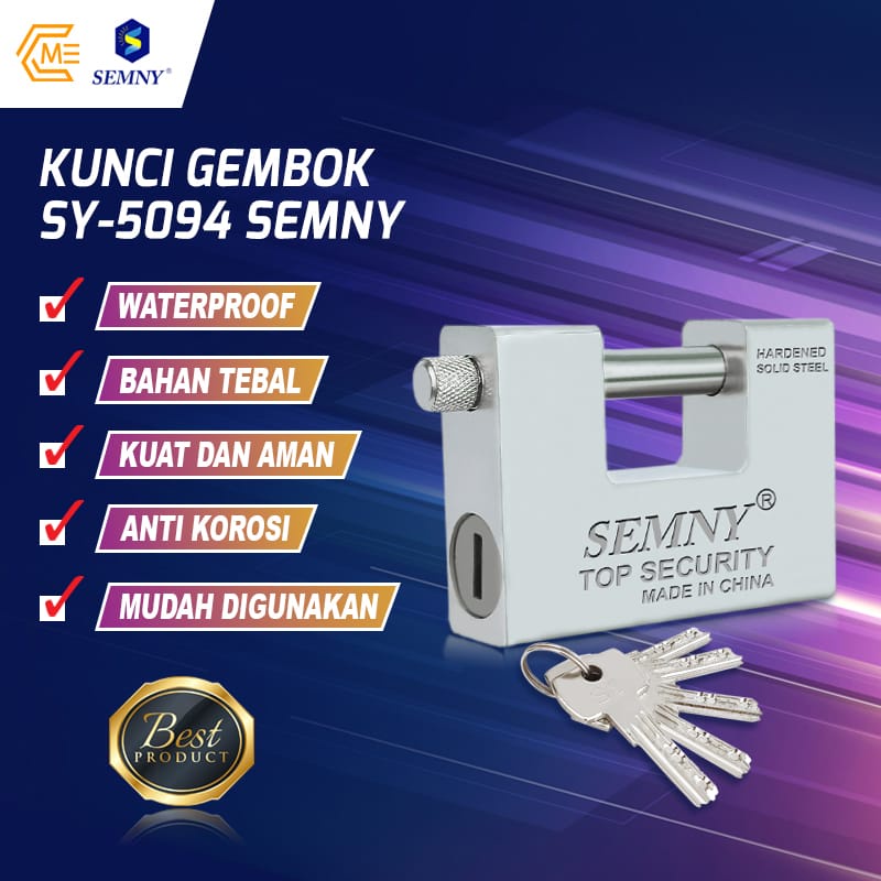 Jual Gembok Pagar/Gembok Panser/Gembok Gudang Kotak 94mm SY-5094 Semny ...