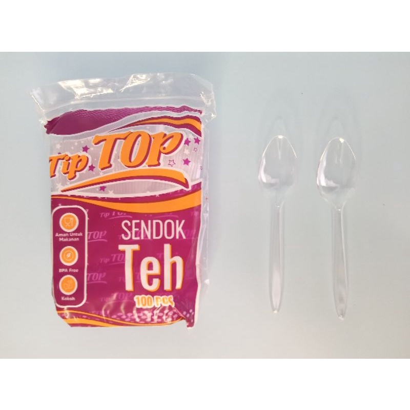 Jual Sendok tea bening Tip Top/sendok agar jelly besar plastik bening