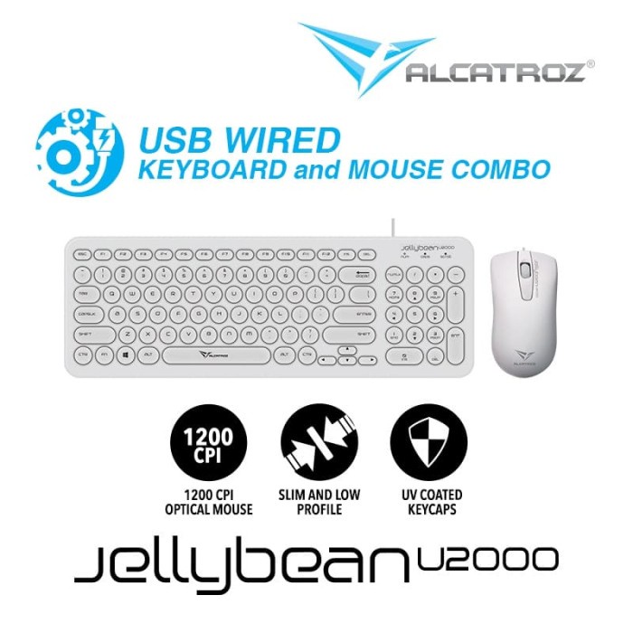 Jual JellyBean U2000 USB Wired Keyboard and Mouse Combo By Alcatroz ...