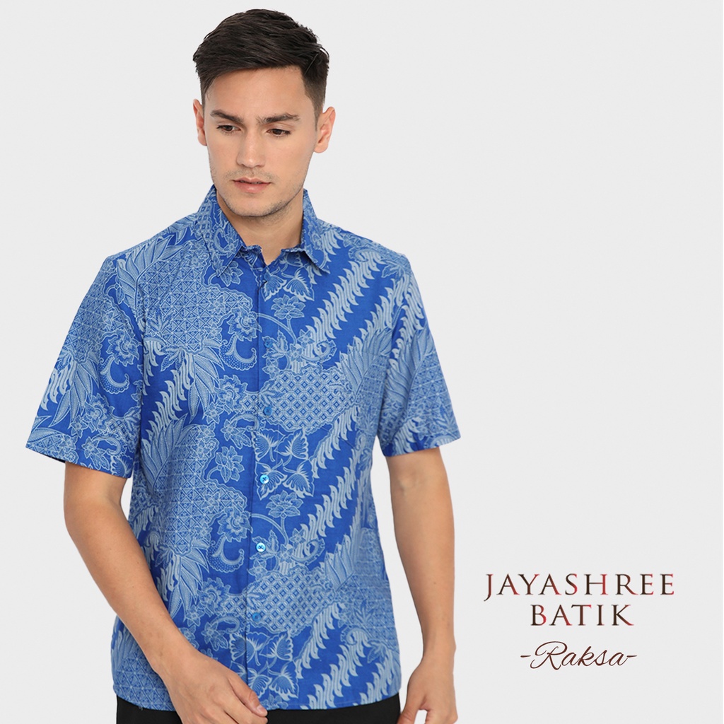 Jual Jayashree Basic Raksa Slimfit - Kemeja Batik Biru Pria Lengan ...