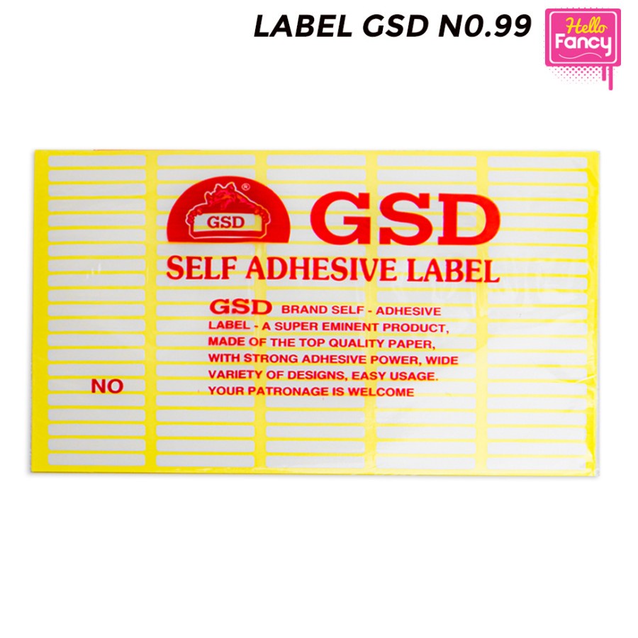 Jual Label Stiker Sticker GSD Self Adhesive no.99 / Lebel Stiker GSD-99 ...