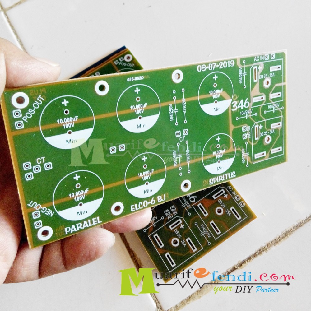 Jual PCB Elco CLASS AB Capasitor Bank PSU 6 x 10.000uf 80-100v DIODA