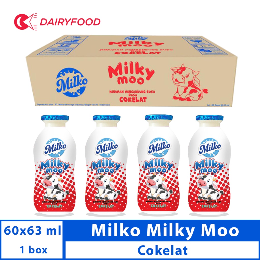 Jual MILKO MILKY MOO CHOCOLATE 1 KARTON ( 60 BOTOL X 63 ML ) | Shopee ...