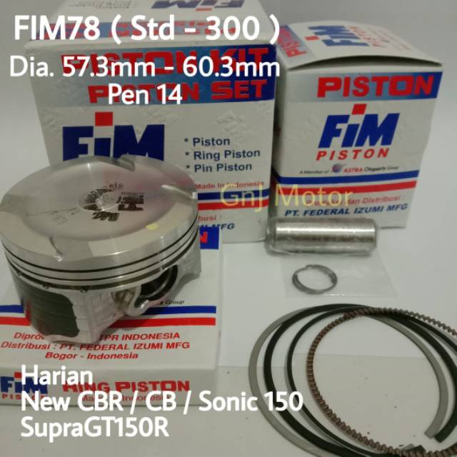 diameter piston cb 150 r