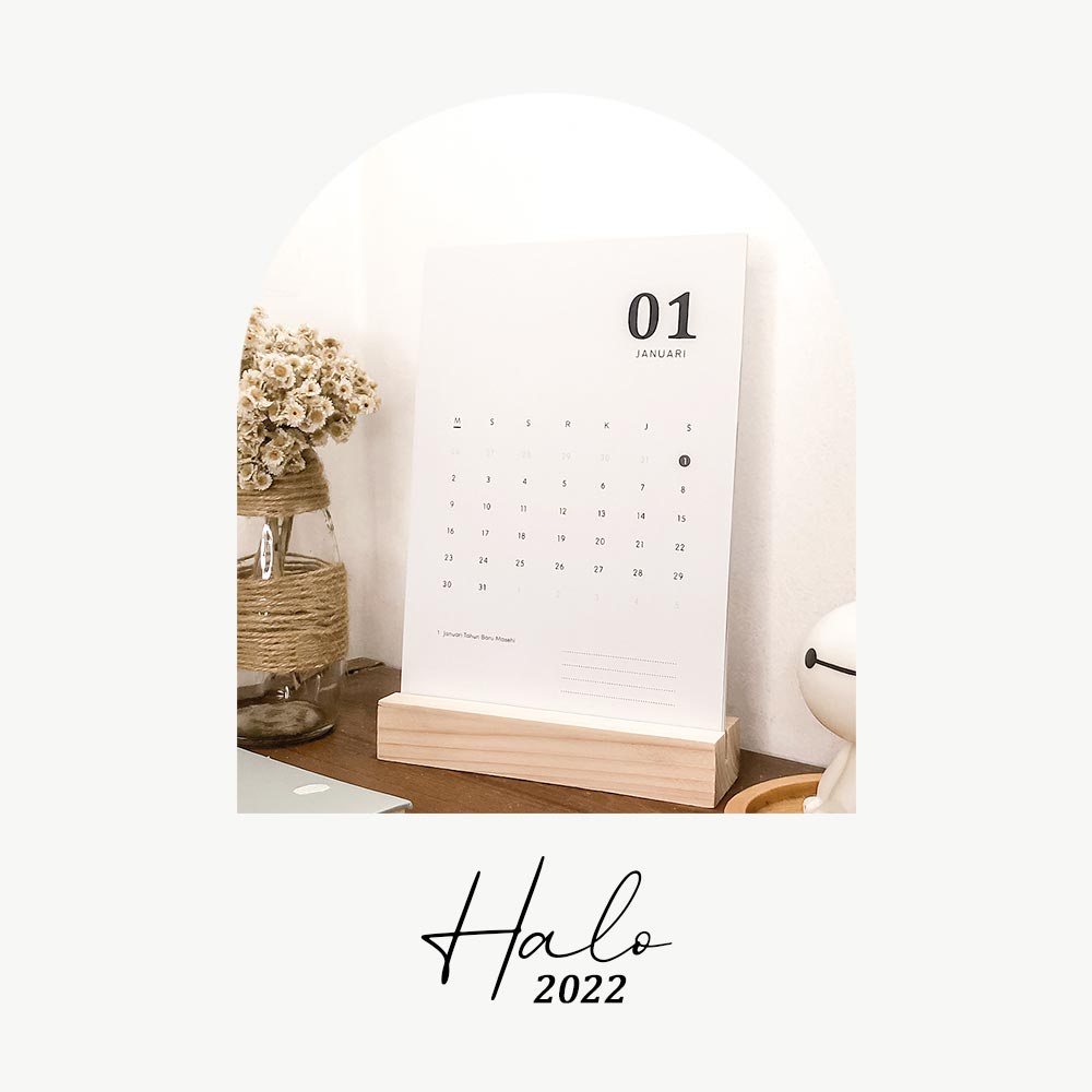 Jual Kalender Meja | Kalender Duduk Aesthetic Tahun 2022 "Halo 2022 ...