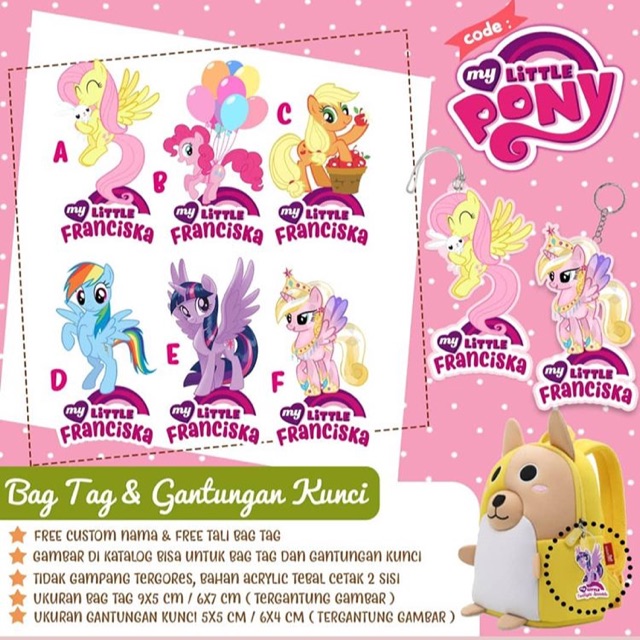 Jual MY LITTLE PONY || BAG TAG || GANCI / GANTUNGAN KUNCI | Shopee ...