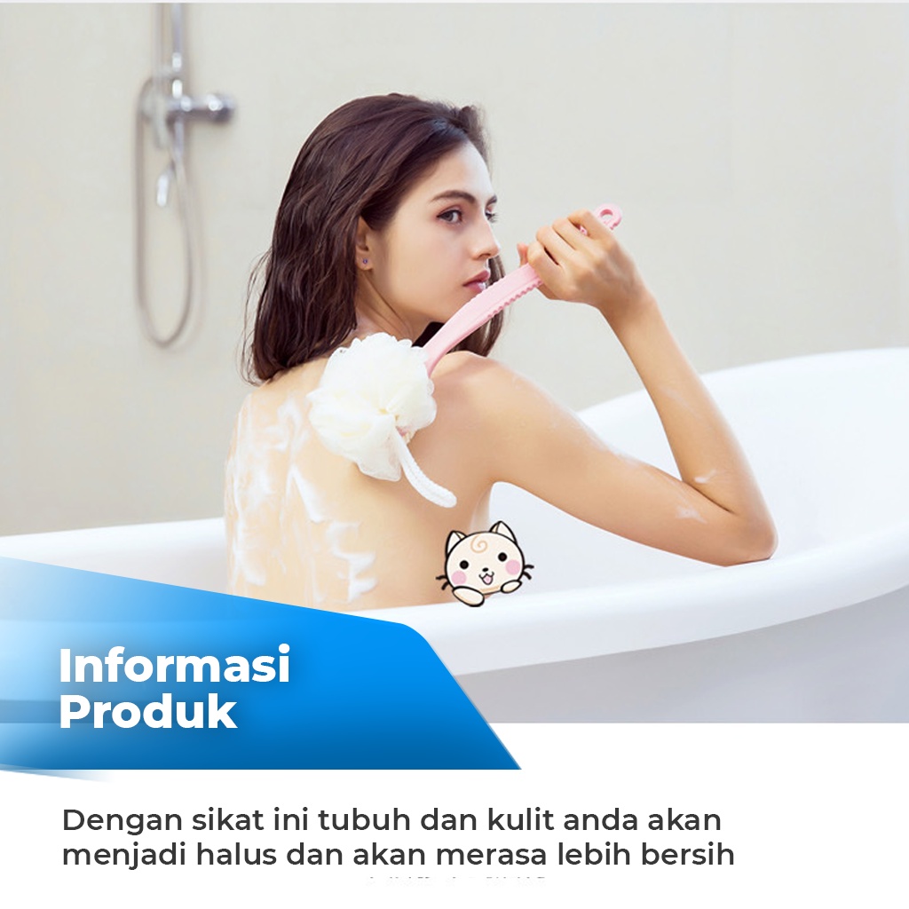 Jual Tongkat Sikat Mandi Dua Sisi Punggung Badan dengan Shower Puff ...