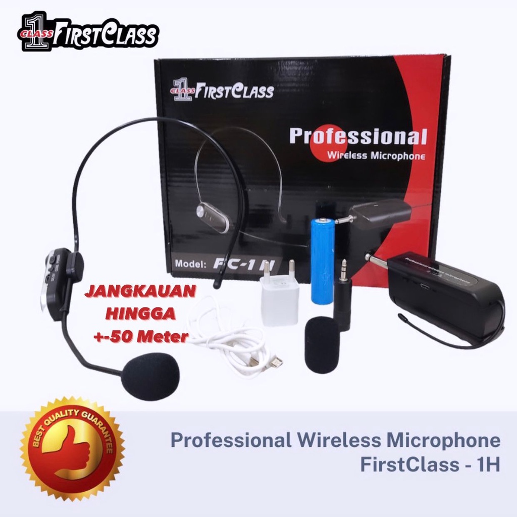 Jual Mic Wireless Clip On Bando FirstClass 1H Mik Headset Tanpa kabel