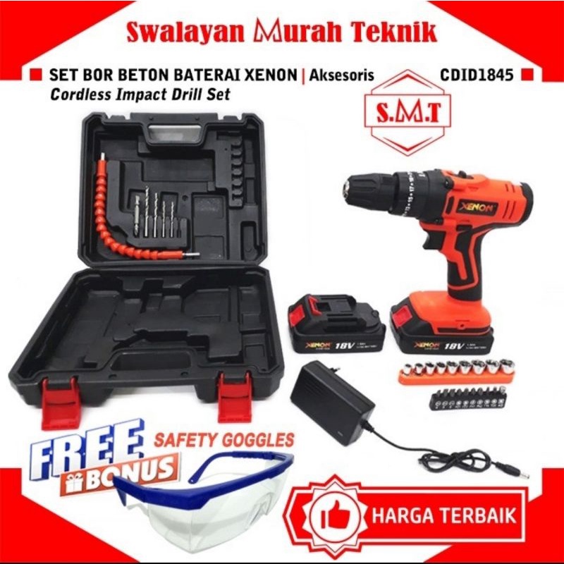 Jual Bor Baterai Beton Xenon Cdid Cordless Impact Drill Fullset Battery Shopee Indonesia