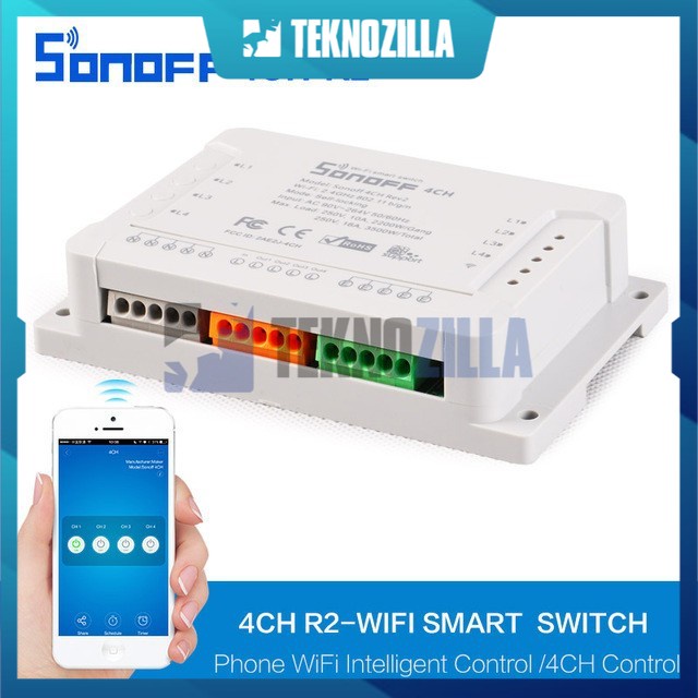 Jual Sonoff 4CH R2 4 Channel Din Rail Mounting WiFI Switch Shopee
