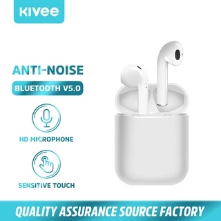 (HOT) KIVEE Headset bluetooth iphone earphone mini TWS Noise Cancellation Universal Android and iOS