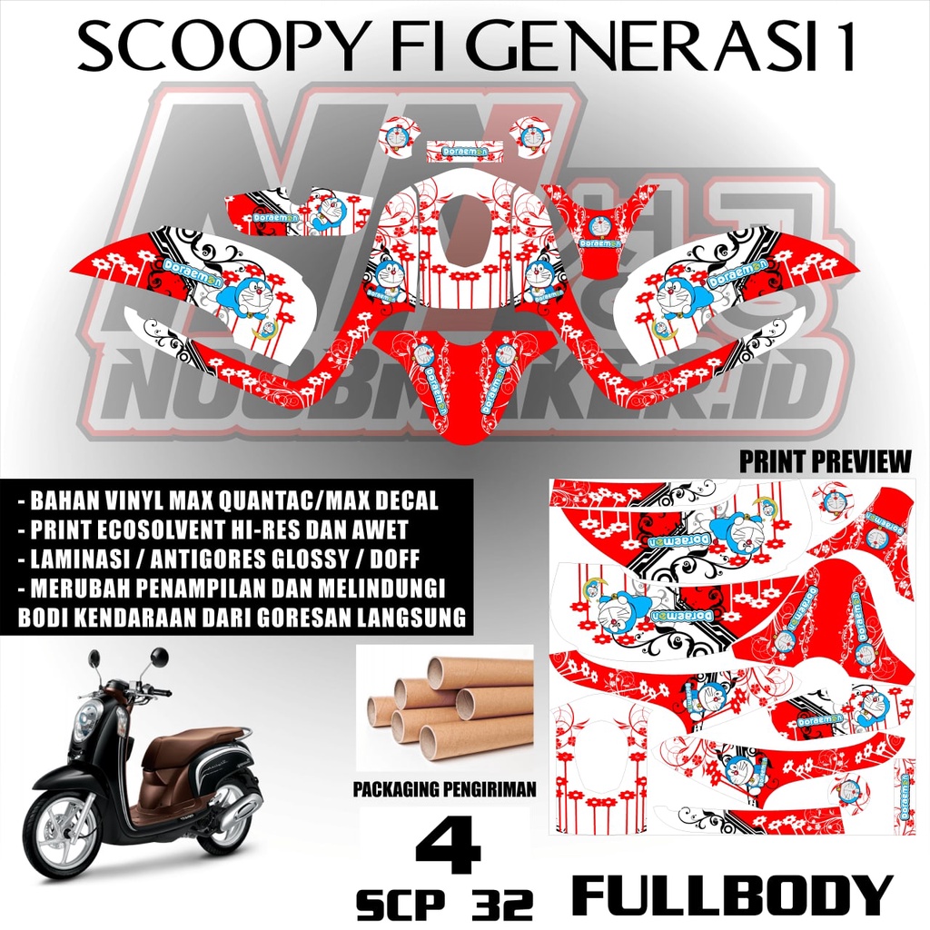 Jual SCP 32 DECAL STICKER SCOOPY FI 2013 2014 2015 2016 DORAEMON ...