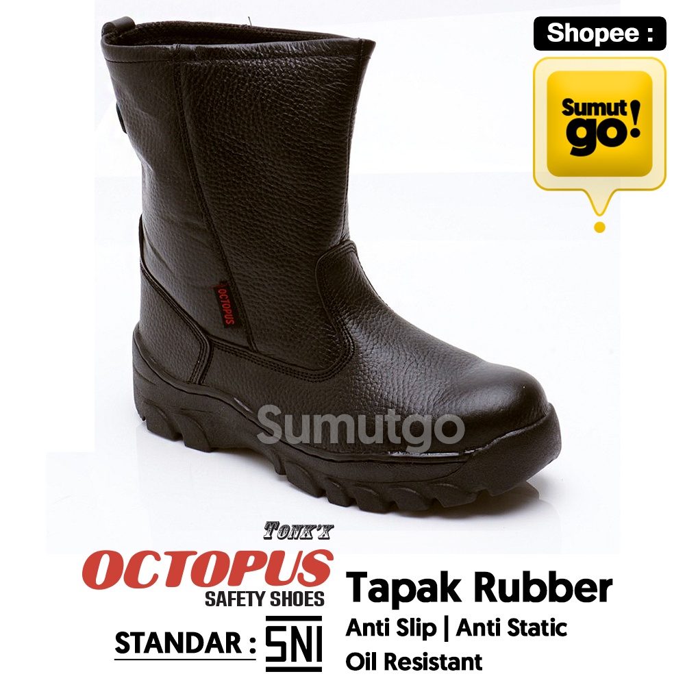 Jual Octopus OX 808 X Sepatu Safety Proyek Full Boot Tinggi Hitam Tapak ...