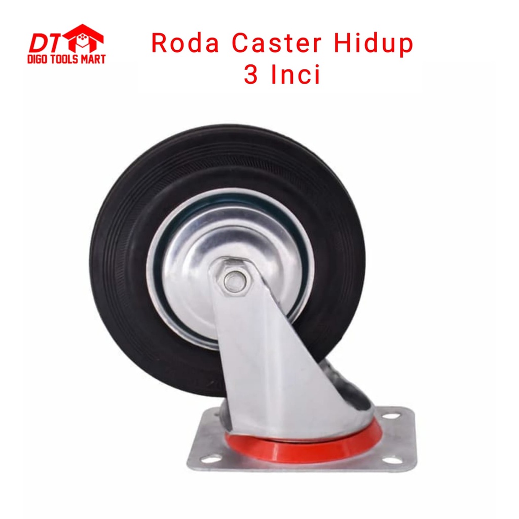 Jual Roda Caster 3 Inci 75mm Rubber Karet Hidup dan Mati Roda Lori Roda ...