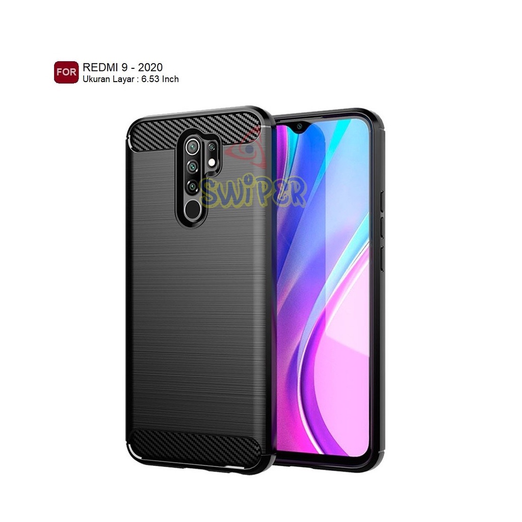 Case Ipaky Carbon Fiber XIAOMI REDMI POCO M2 Softcase Shockproof TPU  BLACK