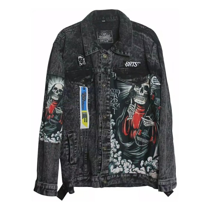 Jaket Jeans Custom Street Style Men's Handpainted Customized Denim