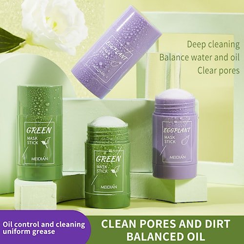 Jual Masker Wajah Meidian Green Tea Eggplant Mask Cleansing Clay
