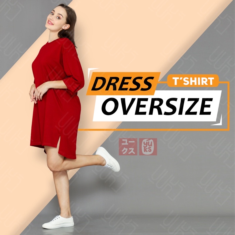 Jual KAOS OVERSIZE MIDI DRESS KOREA TEBAL TIDAK NERAWANG TSHIRT