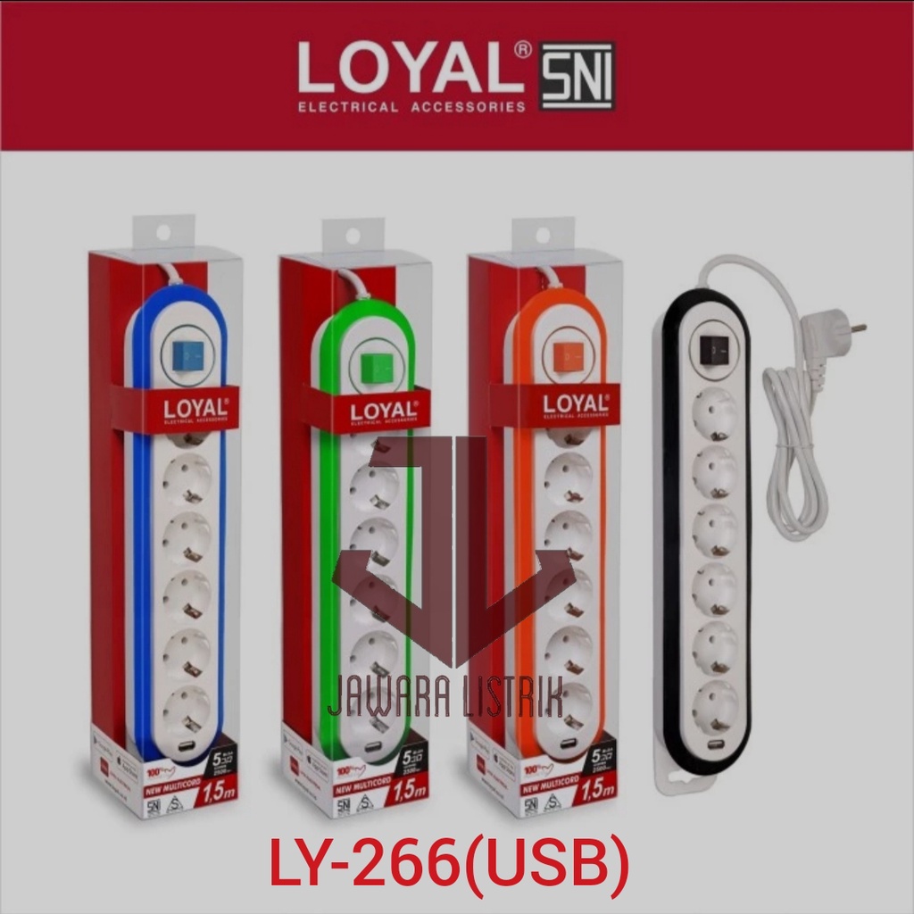 Jual STOP KONTAK NEW MULTICORD 6 LUBANG + USB LOYAL LY 266U 1,5 M METER ...